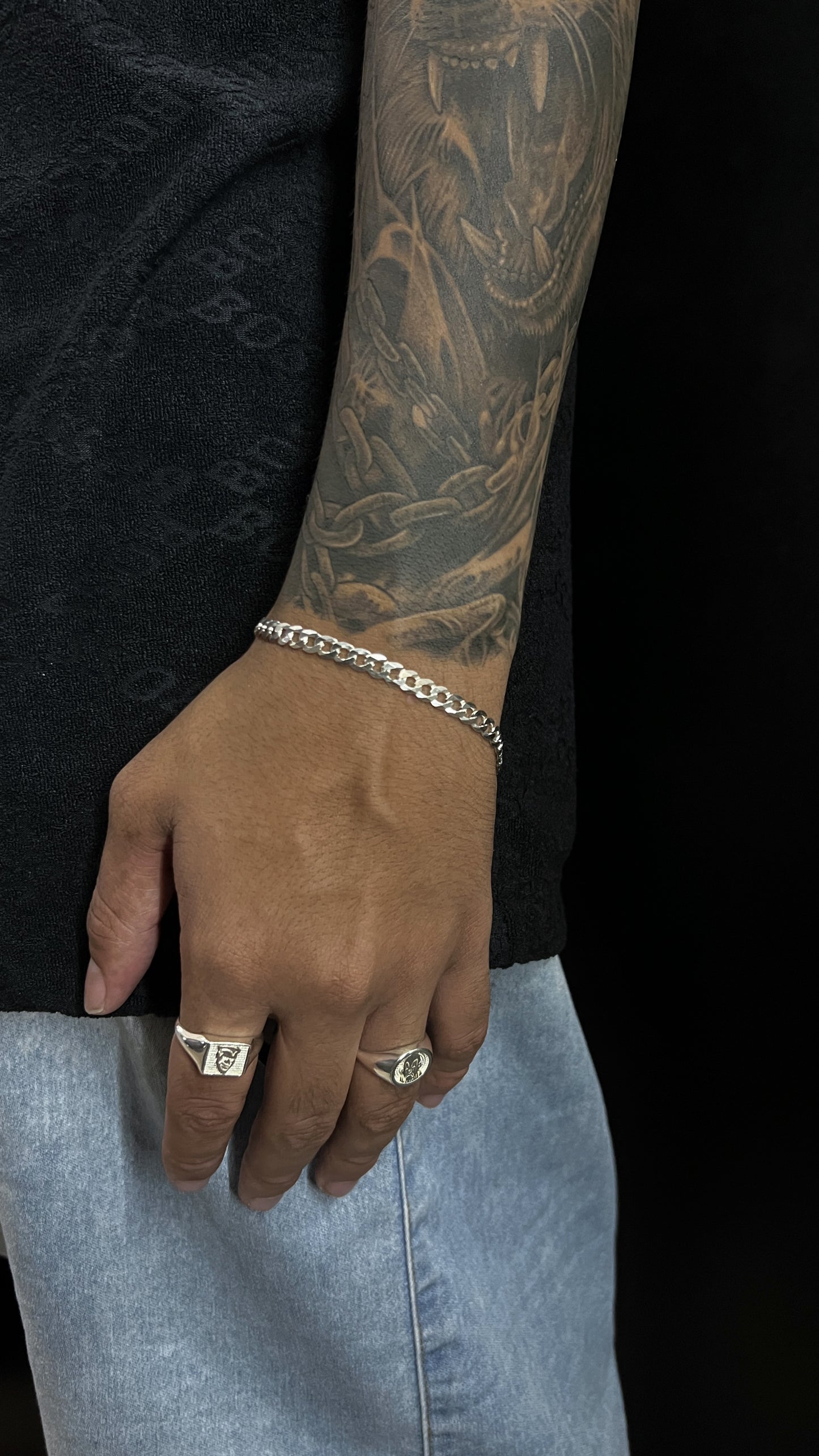 Pulseira prata 925 Escamada 1x1 5mm 5.6g
