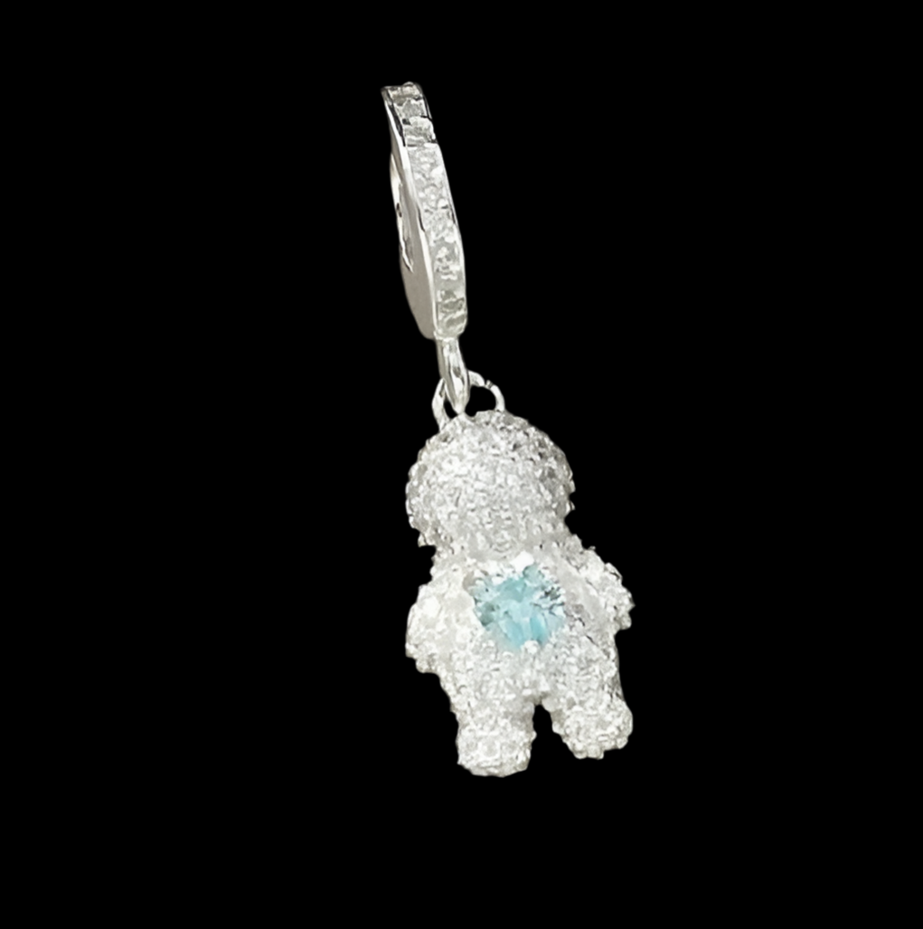 Berloque Menino coração azul cravejado